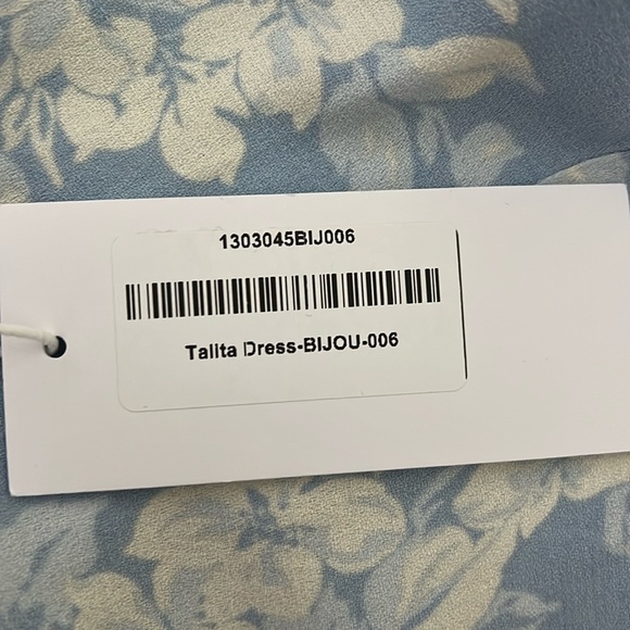 NWT Reformation Talita Dress in Bijou Blue White Floral Midi Tie Straps - Picture 4 of 5